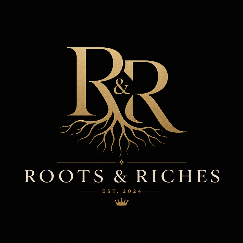 Roots & Riches gold monogram logo